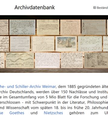 Archivdatenbank des Goethe- und Schiller-Archivs